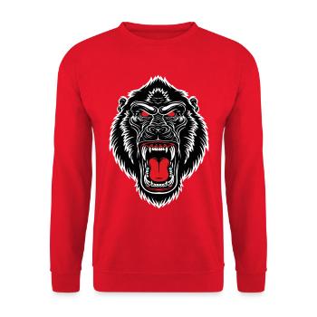 Gorilla-Affen-Maskottchen-Logo Sportspiel - Unisex Pullover - Rot - Vorne - Alina (178cm) & Michal (187cm)