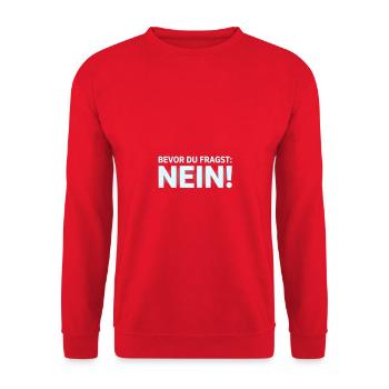 Bevor du fragst: Nein! - Unisex Pullover - Rot - Vorne - Alina (178cm) & Michal (187cm)