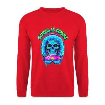 L’école arrive Parka d’hiver Cyber Skull - Sweat-shirt Unisexe - rouge - Devant - Alina (178cm) & Michal (187cm)