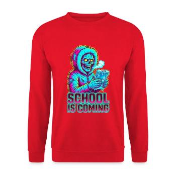 School Is Coming Icy Handheld Console Zombie - Unisex Sweatshirt - red - Front - Alina (178cm) & Michal (187cm)