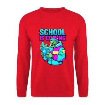 Die Schule kommt Winter '95 Handheld-Gamer Zombie - Unisex Pullover - Rot - Vorne - Alina (178cm) & Michal (187cm)