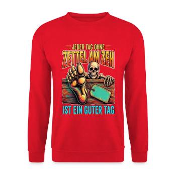 Zettel Zahn: Ein guter Tag - Unisex Pullover - Rot - Vorne - Alina (178cm) & Michal (187cm)