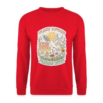 Frieden Jetzt Pflanze Hoffnung - Unisex Pullover - Rot - Vorne - Alina (178cm) & Michal (187cm)
