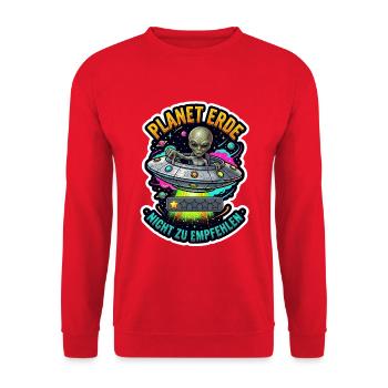 Planet Erde Nicht Zu Empfehlen - Unisex Pullover - Rot - Vorne - Alina (178cm) & Michal (187cm)