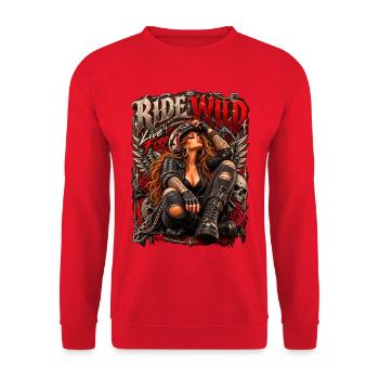 Wildride Lebe Frei Rock-Style - Unisex Pullover - Rot - Vorne - Alina (178cm) & Michal (187cm)