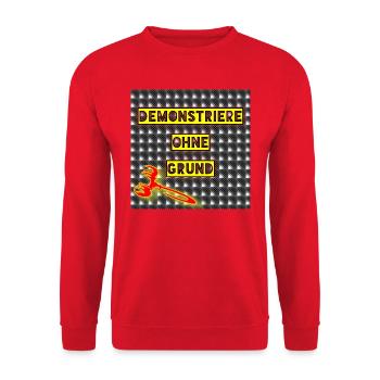 Demonstriere ohne Grund - Abbild - 2023 - Unisex Pullover - Rot - Vorne - Alina (178cm) & Michal (187cm)