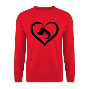 MY LOVE CAT DOG - Unisex Sweatshirt - red - Front - Alina (178cm) & Michal (187cm)