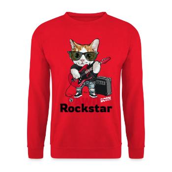 Pawn Cat Cat Kids Children Guitar Music - Unisex Sweatshirt - red - Front - Alina (178cm) & Michal (187cm)