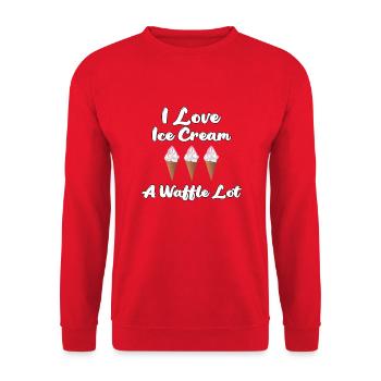 J’adore le trio de gaufres à la crème Ic - Sweat-shirt Unisexe - rouge - Devant - Alina (178cm) & Michal (187cm)