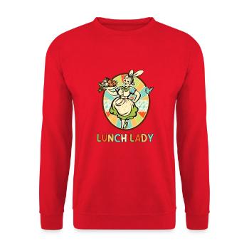 Tablier rétro Lunch Lady - Sweat-shirt Unisexe - rouge - Devant - Alina (178cm) & Michal (187cm)