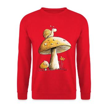 Escargot Sur Champignon Nature Forêt Conte de Fées - Sweat-shirt Unisexe - rouge - Devant - Alina (178cm) & Michal (187cm)