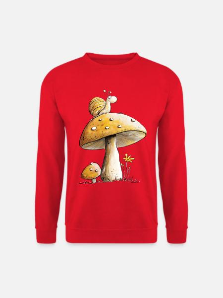 Schnecke Auf Pilz Natur Wald Märchen - Unisex Pullover - Rot