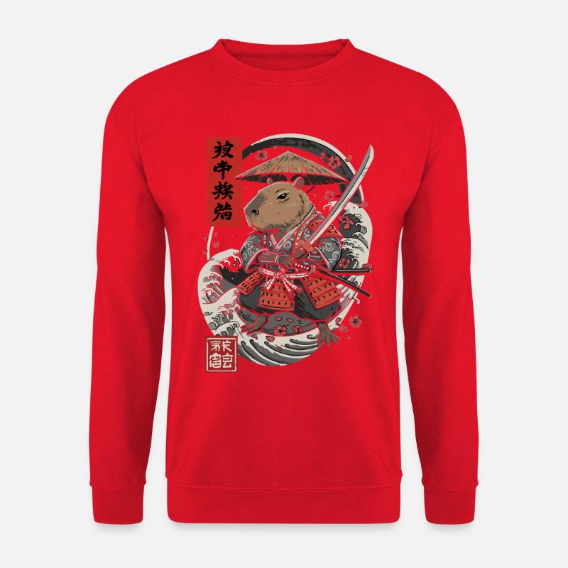 Samurai Capybara Kampf Illustration - Unisex Pullover - Rot