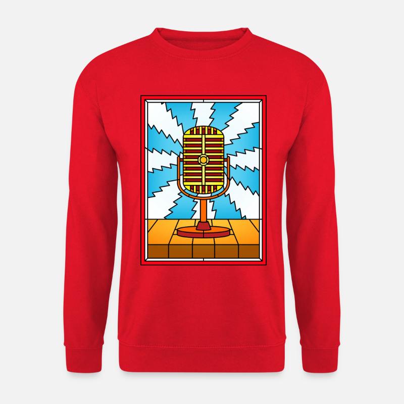 Retro-Mikrofon-Buntglas - Unisex Pullover - Rot