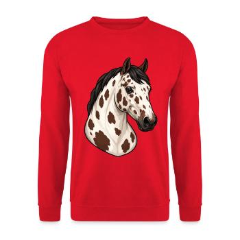 Elegantes Appaloosa-Pferdeporträt - Unisex Pullover - Rot - Vorne - Alina (178cm) & Michal (187cm)