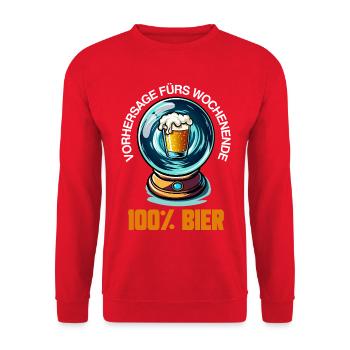 Bierkugel Wochenendvorhersage - Unisex Pullover - Rot - Vorne - Alina (178cm) & Michal (187cm)