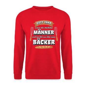 Bäcker Meister Bäckerei backen lustiger Spruch - Unisex Pullover - Rot - Vorne - Alina (178cm) & Michal (187cm)