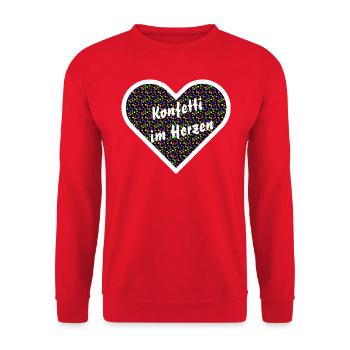 KONFETTI IM HERZEN - KARNEVAL FASTNACHT FASCHING - Unisex Pullover - Rot - Vorne - Alina (178cm) & Michal (187cm)