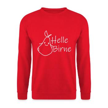 Helle Birne – Für Leute mit Köpfchen - Unisex Pullover - Rot - Vorne - Alina (178cm) & Michal (187cm)