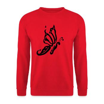 Schmetterling schwarz - Unisex Pullover - Rot - Vorne - Alina (178cm) & Michal (187cm)
