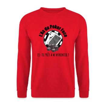 T-shirt L'As du Poker Face - Sweat-shirt Unisexe - rouge - Devant - Alina (178cm) & Michal (187cm)