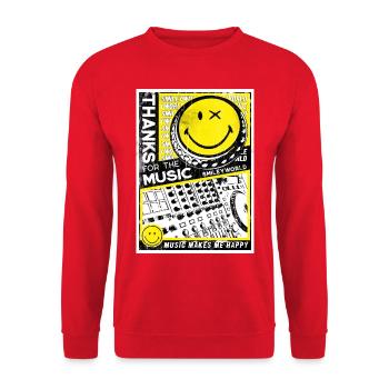 Smiley for music lovers with Dj mixer - Unisex Sweatshirt - red - Front - Alina (178cm) & Michal (187cm)