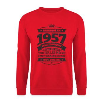 FABRIQUÉ EN 1957 - Sweat-shirt Unisexe - rouge - Devant - Alina (178cm) & Michal (187cm)