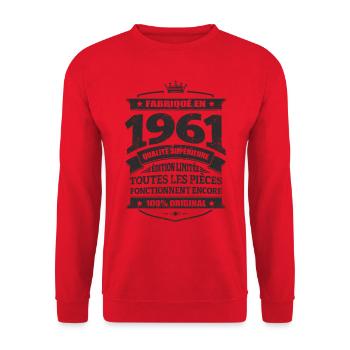 FABRIQUÉ EN 1961 - Sweat-shirt Unisexe - rouge - Devant - Alina (178cm) & Michal (187cm)