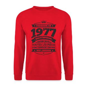 FABRIQUÉ EN 1977 - Sweat-shirt Unisexe - rouge - Devant - Alina (178cm) & Michal (187cm)