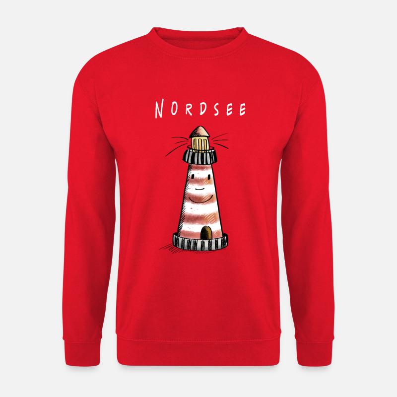 Lustiger Nordsee Leuchtturm Comic - Unisex Pullover - Rot