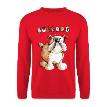 Sweet English Bulldog Cartoon - Unisex Sweatshirt - red - Front - Alina (178cm) & Michal (187cm)