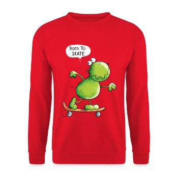 Born To Skate Frosch - Unisex Pullover - Rot - Vorne - Alina (178cm) & Michal (187cm)