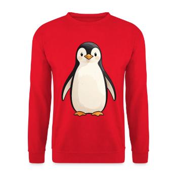 Niedlicher Pinguin Cartoon Stil - Unisex Pullover - Rot - Vorne - Alina (178cm) & Michal (187cm)