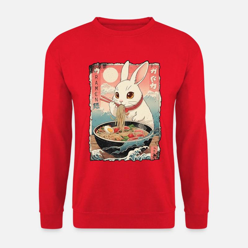 Kawaii Kaninchen Ramen Nudeln - Unisex Pullover - Rot