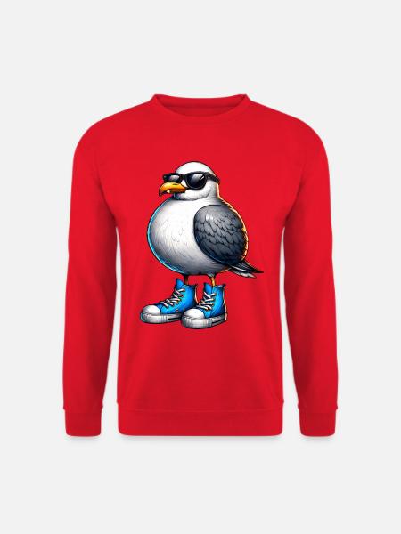 Coole Möwe mit Sneakers - Unisex Pullover - Rot