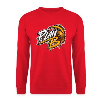 Plan B Bitcoin - Unisex Pullover - Rot - Vorne - Alina (178cm) & Michal (187cm)