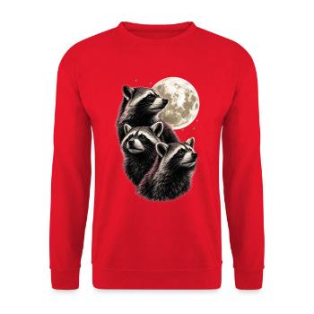 Waschbären Vollmond Nacht Tierliebhaber Lustig - Unisex Pullover - Rot - Vorne - Alina (178cm) & Michal (187cm)