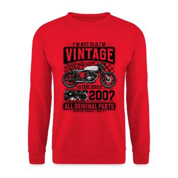 2007 Vintage Birthday Cafe Racer Motorcycle - Unisex Sweatshirt - red - Front - Alina (178cm) & Michal (187cm)
