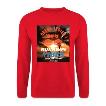 OCEAN INDIAN 974, BOURBON VIBES - Sweat-shirt Unisexe - rouge - Devant - Alina (178cm) & Michal (187cm)