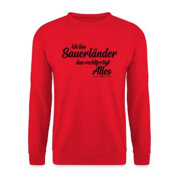 Sauerland - Edition that justifies everything - Unisex Sweatshirt - red - Front - Alina (178cm) & Michal (187cm)