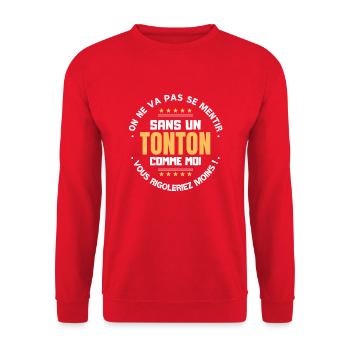 Cadeau tonton - Humour drôle oncle - Sweat-shirt Unisexe - rouge - Devant - Alina (178cm) & Michal (187cm)