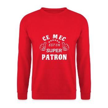 CE MEC EST UN SUPER PATRON - Sweat-shirt Unisexe - rouge - Devant - Alina (178cm) & Michal (187cm)