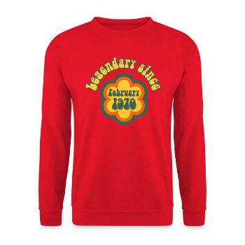 Légendaire depuis février 1970 Anniversaire Rétro - Sweat-shirt Unisexe - rouge - Devant - Alina (178cm) & Michal (187cm)