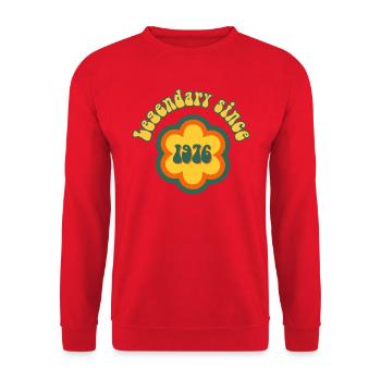 Legendary since 1976 Birthday Retro - Unisex Sweatshirt - red - Front - Alina (178cm) & Michal (187cm)