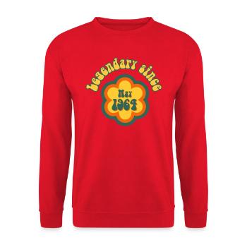 Legendary since May 1964 Retro Hippie Flower - Unisex Pullover - Rot - Vorne - Alina (178cm) & Michal (187cm)