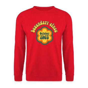 Légendaire depuis octobre 1965 Rétro avec fleur hippie - Sweat-shirt Unisexe - rouge - Devant - Alina (178cm) & Michal (187cm)