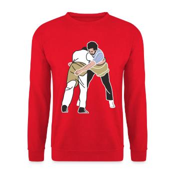 Schwinger Schwingen die Bösen im Schlussgang - Unisex Pullover - Rot - Vorne - Alina (178cm) & Michal (187cm)