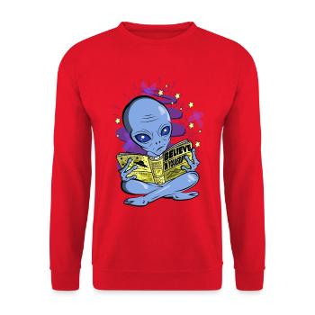 Alien - Believe in yourself - Unisex Sweatshirt - red - Front - Alina (178cm) & Michal (187cm)