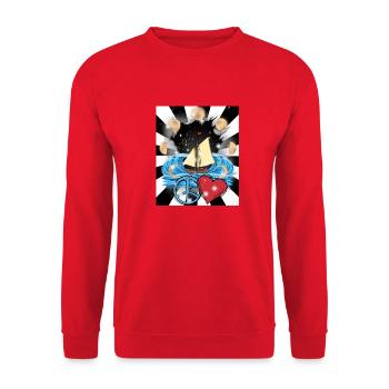Maritime Retro Sailing Ship Peace Heart Hearts - Unisex Sweatshirt - red - Front - Alina (178cm) & Michal (187cm)