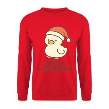 Lustiges Weihnachts T-Shirt Geschenk - Unisex Pullover - Rot - Vorne - Alina (178cm) & Michal (187cm)